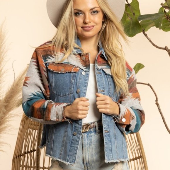 Jackets & Blazers - Aztec Denim Jacket